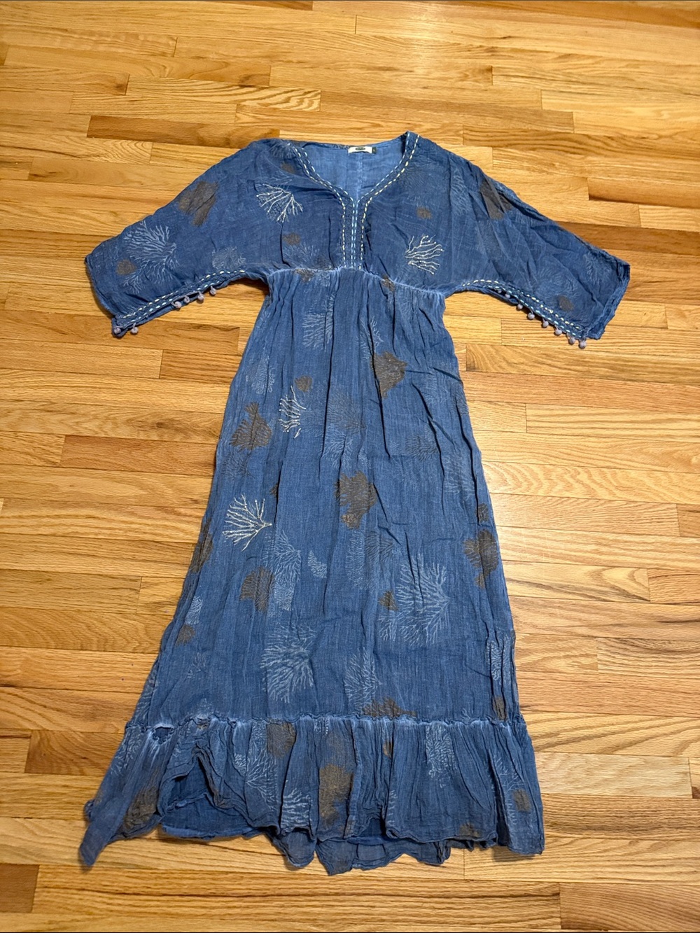 Boho Indigo Floral Maxi Dress